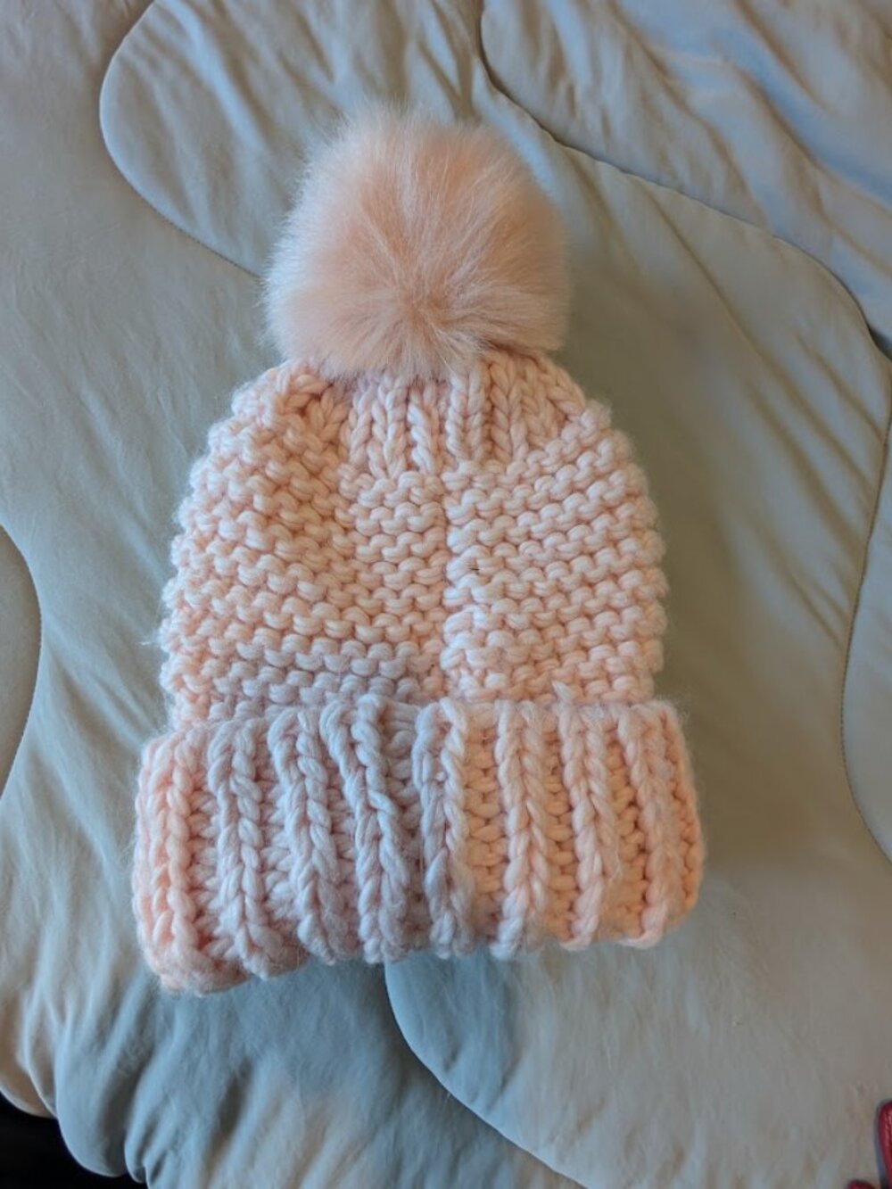 Free People Cable Knit Faux Fur Pom Pom Beanie Winter Hat In Pink